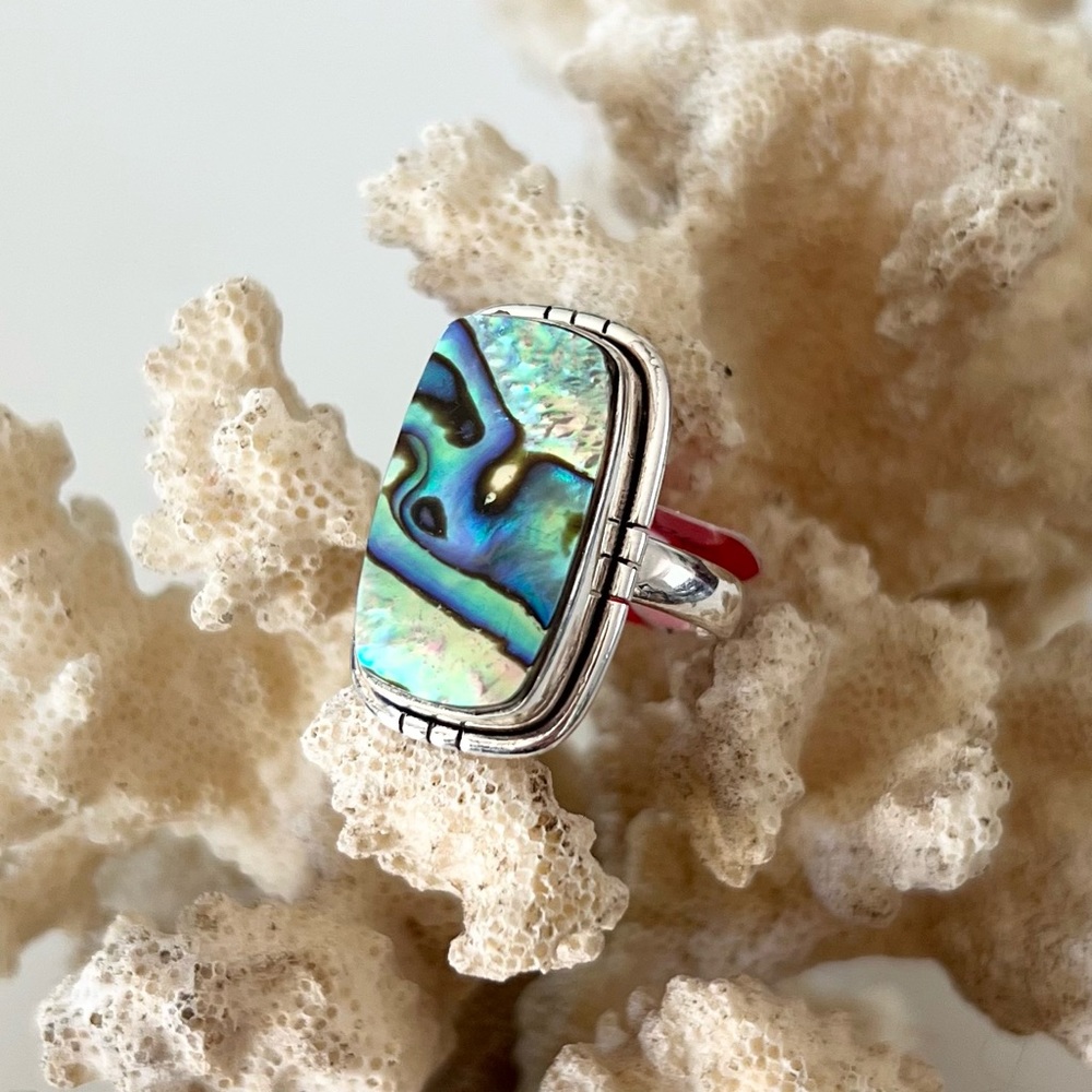 Sterling Silver Paua Abalone Ring - Picture 2 of 3
